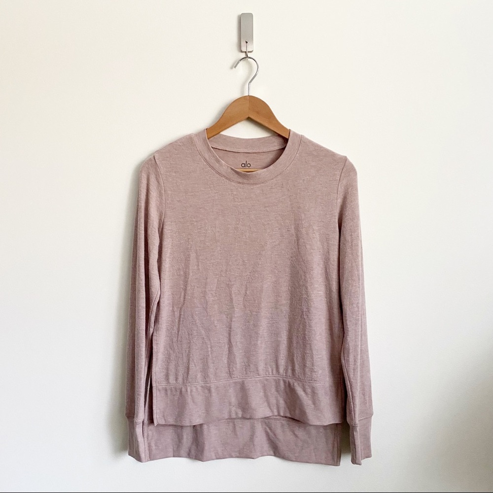 Alo Yoga || Glimpse Long Sleeve Top in Dust Plum Pink XS - Picture 2 of 7